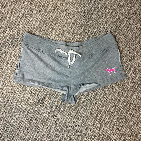 Cute vintage y2k VS PINK low rise gray mini/ micro sweat bum logo shorts - Picture 3 of 7